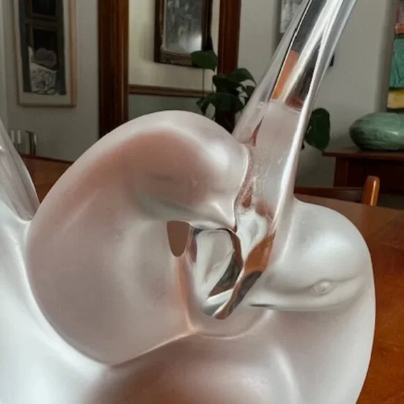VINTAGE Lalique France Crystal Vase Figurine Frosted Glass Sylvie Doves - Picture 3 of 15